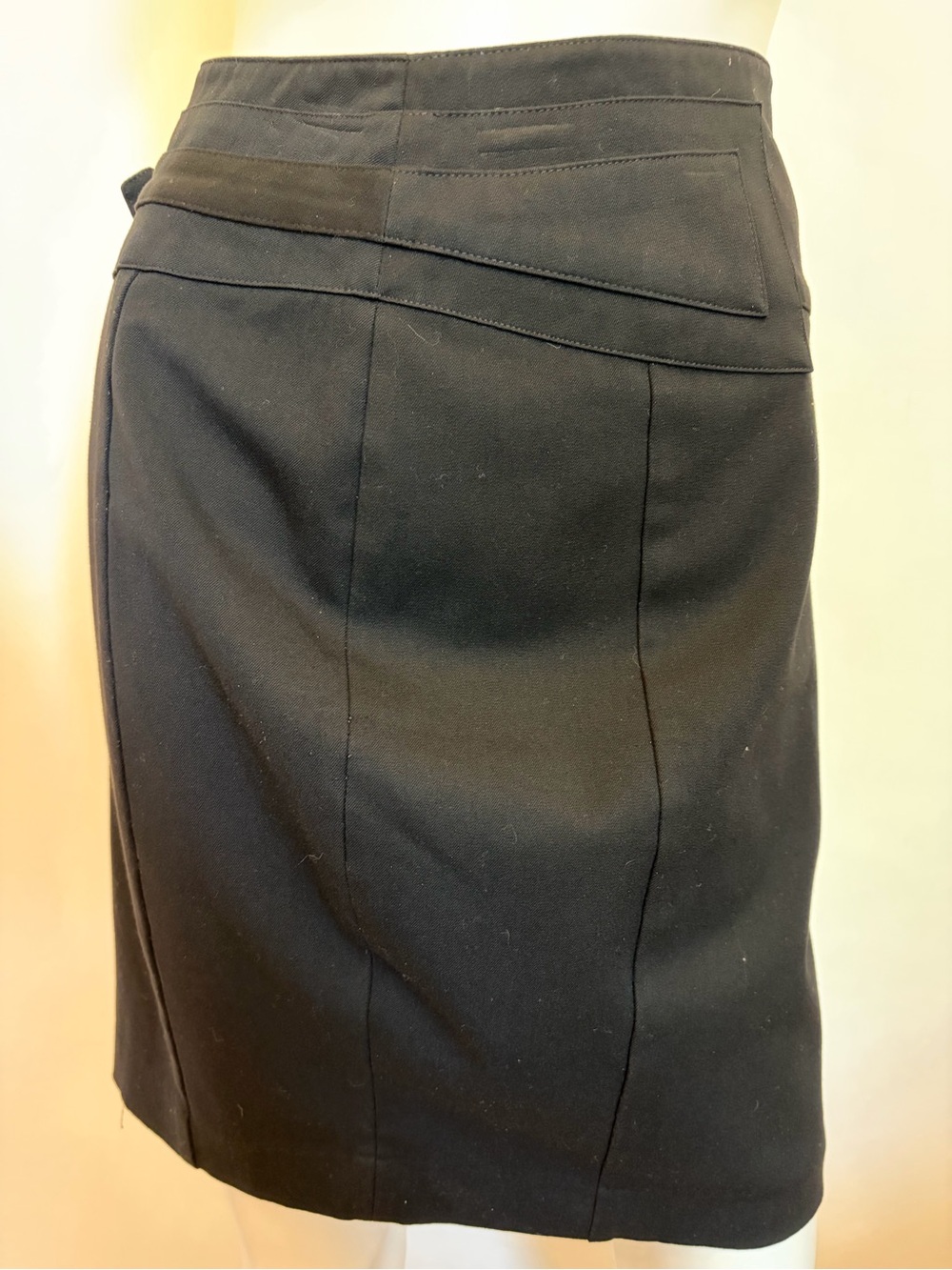 #849 Express Black Women's Pencil Skirt with Overlap Waist Detail.